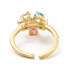 Colorful Cubic Zirconia Flower Open Ring KK-D080-12G-2