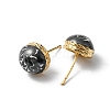 Enamel Half Round Stud Earrings EJEW-P229-01G-01-2