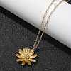 304 Stainless Steel Sunflower Pendant Cable Chain Necklaces for Women NJEW-R011-02G-2