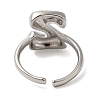 Initials Brass Open Cuff Ring for Women RJEW-N046-02Z-P-3