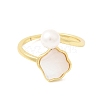 Adjustable Brass White Shell Cuff Rings SH-CBA3B38-01G-4