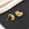 C-Shaped Brass & Clear Cubic Zirconia Stud Earrings KK-CBA36A2-10G-3