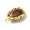 Natural Mookaite Copper Wire Wrapped Pendants PALLOY-JF02500-01-4