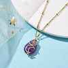 Natural Mixed Gemstone with Brass Pendants Necklaces NJEW-JN04679-4