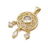 Woven Net Rack Plating Brass with Cubic Zirconia Pendants KK-Z074-42G-2