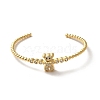 Cubic Zirconia Bear Open Cuff Bangle BJEW-M231-04G-2