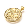 Rack Plating Brass Micro Pave Cubic Zirconia Pendants KK-L226-021G-2