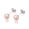 Pearl Ball Stud Earrings EJEW-Q701-01A-02-3