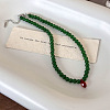 Vintage Glass Green Round Beaded Becklaces MA6144-4