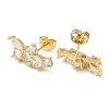Butterfly Rack Plating Brass Micro Pave Clear Cubic Zirconia Stud Earrings for Women EJEW-A045-08G-2