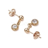 Flat Round 201 Stainless Steel Rhinestone Stud Dangle Earrings for Women EJEW-JE05920-4