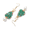 Glass Seed & Glass Pearl Beads Tree Dangle Earrings EJEW-MZ00276-02-4