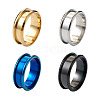 4 Colors Stainless Steel Grooved Finger Ring Settings STAS-TA0001-26E-9