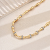 Brass Clear Cubic Zirconia Short Link Chain Women's Necklaces for Parties and Daily Wear OS4291-2-4