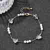 Brass & Glass Link Chain Bracelets for Women BJEW-F517-02G-02-1