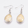 Natural Yellow Shell Dangle Earrings EJEW-F158-A04-1