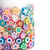 7Pcs 7 Style Star & Smiling Face & Flower Polymer Clay Stretch Bracelets Set with Glass Pearl Beaded BJEW-JB08786-5