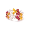 Glass Braided Bead Finger Ring RJEW-JR00569-5