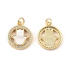 Brass Cubic Zirconia with Shell Pendants KK-K342-17G-2