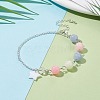 Natural White Jade(Dyed) Beaded Bracelet with 304 Stainless Steel Rolo Chains BJEW-JB08145-05-2
