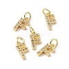 Real 18K Gold Plated Brass Micro Pave Clear Cubic Zirconia Charms KK-E068-VB452-F-4