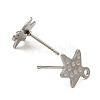 Non-Tarnish 201 Stainless Steel Star Stud Earrings Settings STAS-Q251-09P-2