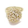 Brass Micro Pave Cubic Zirconia Cuff Ring RJEW-K256-54G-3