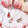 3Pcs 3 Colors Glass Teardrop Pendant Necklaces NJEW-MZ00066-1