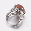 Natural & Synthetic Gemstone Wide Band Finger Rings RJEW-K224-A-4