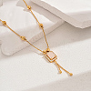 Fashionable Vintage Brass & Glass Tassel Rectangle Pendant Necklaces for Women WB8408-3-1