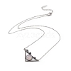 Natural Rose Quartz Triangle with Flower Pendant Necklace NJEW-P274-01AS-04-2