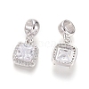 Brass Micro Pave Clear Cubic Zirconia European Dangle Charms X-OPDL-L016-13P-2