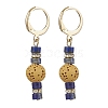 3 Pairs Natural Lava Rock & Natural Howlite & Natural Lapis Lazuli Beaded Hoop Earrings EJEW-JE06177-4