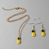 Alloy Enamel Pineapple Dangle Earrings & Pendant Necklace SJEW-WH0009-04-1