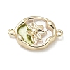 Brass Enamel Oval with Flower Connector Charms KK-M308-06G-01-2