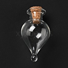 Teardrop Glass Cork Bottles Ornament AJEW-A039-01B