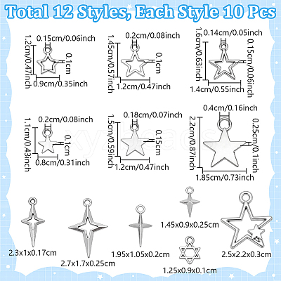 120Pcs 12 Styles Tibetan Style Alloy Pendants TIBE-UN0001-17-1