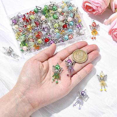 30Pcs 10 Styles Handmade Glass Pearl Beads Pendants PALLOY-CJD00004-1