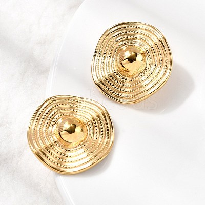304 Stainless Steel Wavy Flat Round Stud Earrings EJEW-K268-53A-G-1