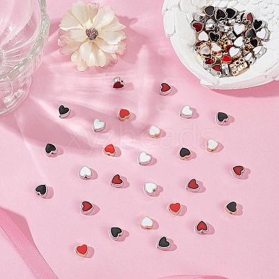 90Pcs 6 Styles Alloy Enamel Beads ENAM-AR0001-93-1