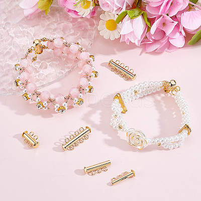 6Pcs 3 Styles Brass Slide Lock Clasps KK-BBC0027-56-1