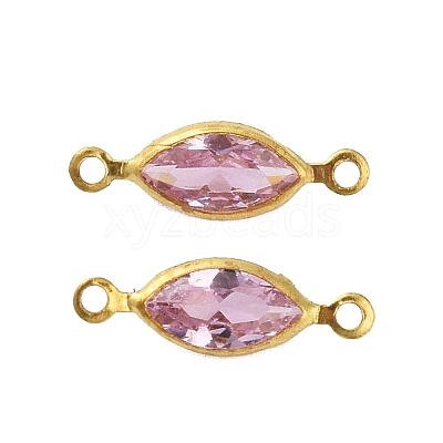 Brass Pave K9 Glass Connector Charms KK-Q059-01D-G-1