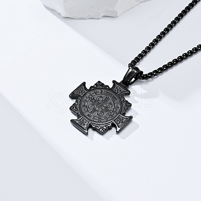 Saint Benedict Cross 304 Stainless Steel Pendant Necklaces for Men FS-WGB09ED-03-1