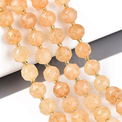Ombre Effect Dyed Transparent Crackle Glass Beads Strands GLAA-Q111-10MM-06-1
