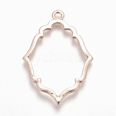 Rack Plating Alloy Open Back Bezel Pendants X-PALLOY-Q351-06RG-FF-1