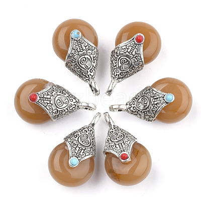 Tibetan Style Resin Pendants RESI-T022-16-1