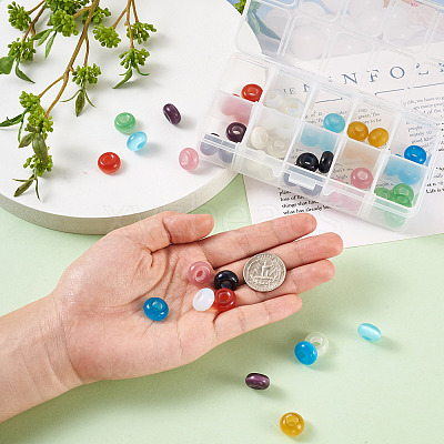 50Pcs 10 Colors Cat Eye European Beads G-CW0001-02-1