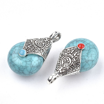 Tibetan Style Resin Pendants RESI-T022-16G-1