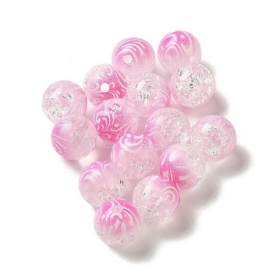 Duotone Spray Painted Crackle Acrylic Beads OACR-G029-02A-1