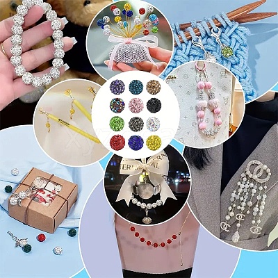 100Pcs Pave Disco Ball Beads RB-YW0001-30A-1